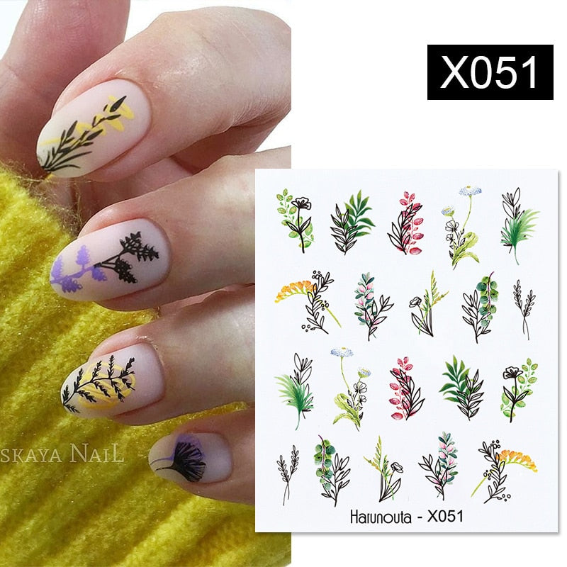 Harunouta 1 Sheet Nail Water Decals Transfer Lavender Spring Flower Leaves Nail Art Stickers Nail Art Manicure DIY