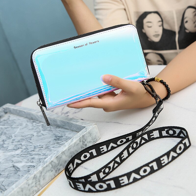 New Laser Holographic Wallet Women Long Pu leather Purse Fashion Female Clutch Large Capacity Zipper Purses Phone Purse Carteras