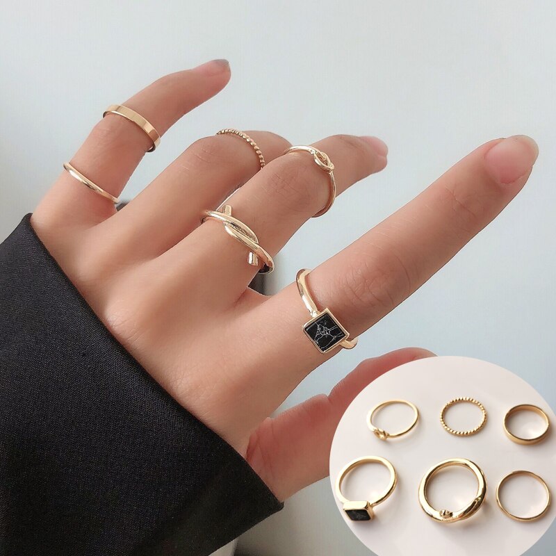 Fashion Jewelry Rings Set Hot Selling Metal Alloy Hollow Round Opening Women Finger Ring For Girl Lady Party Wedding Gifts