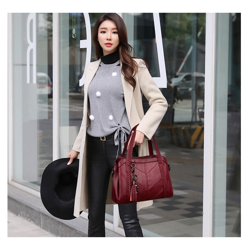 Women Casual Tote Bag Female Handbag Small Shoulder Bag for Women Tote Ladies Vintage Genuine Leather Crossbody Bag Sac A Main