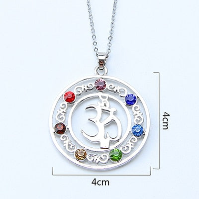 New 7 Chakra Stones Reiki Healing Crystal Rhinestone  Point Chakra Pendant Tree Of Life Pendant Angel Shape Jewelry Necklace