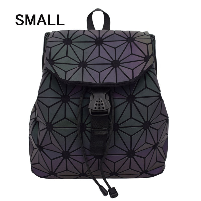 New Women Laser Luminous School Backpack Geometric Shoulder Bag Folding Student School Bags For Teenage Girl Hologram Bsac a dos