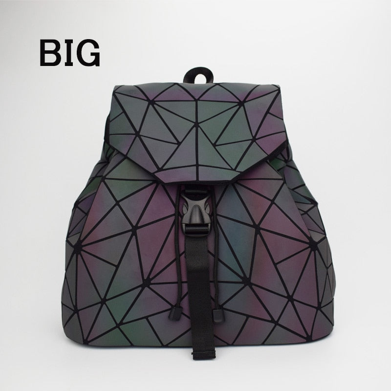 New Women Laser Luminous School Backpack Geometric Shoulder Bag Folding Student School Bags For Teenage Girl Hologram Bsac a dos