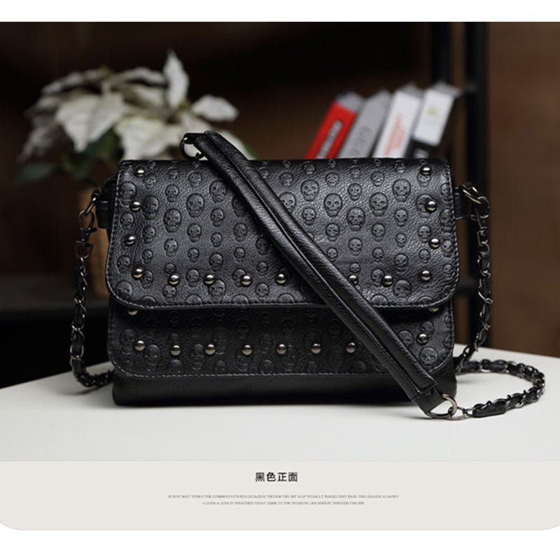 JIEROTYX England Style Skull Women Crossbody Bag Leather Small Skull Shoulder Bag Chain Luxury Clutch Women Bags Designer Drop