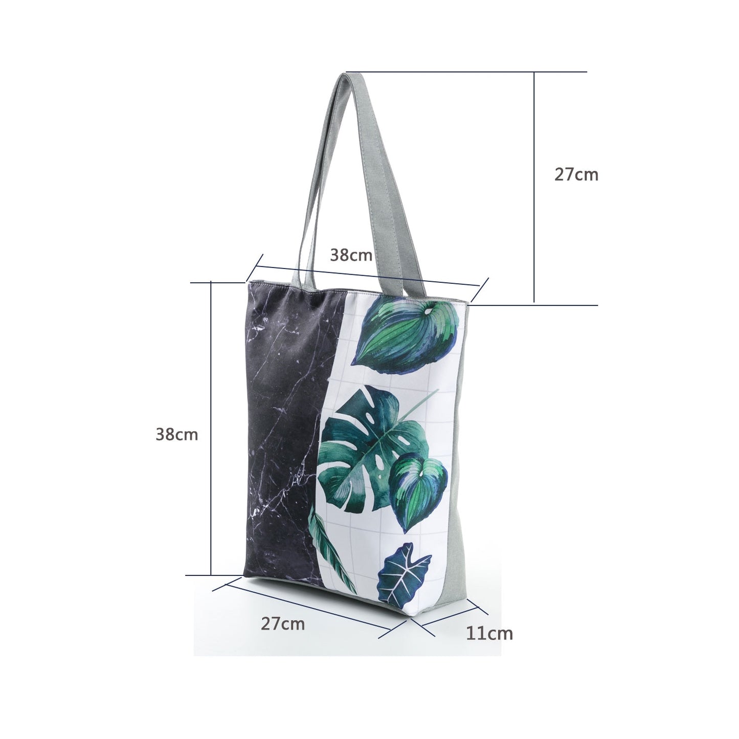 Miyahouse Summer Green Leaf Printed Women Handbag Foldable & Reusable Beach Bag Large Capacity Canvas Travel Bag For Female