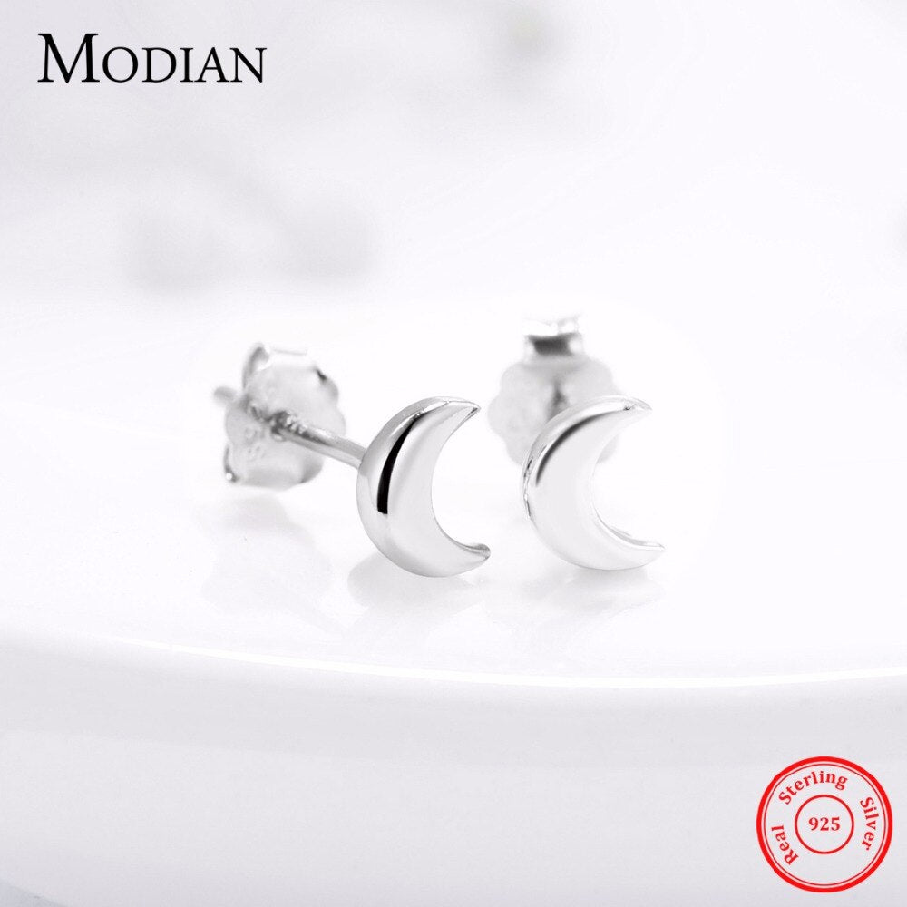 Modian New 6 Style Real 925 Sterling Silver Stars Moon Exquisite Fashion Simple Stud Earrings For Women Triangle Jewelry Brincos