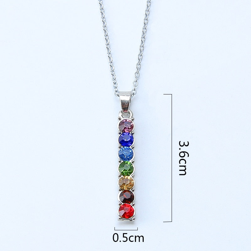 New 7 Chakra Stones Reiki Healing Crystal Rhinestone  Point Chakra Pendant Tree Of Life Pendant Angel Shape Jewelry Necklace