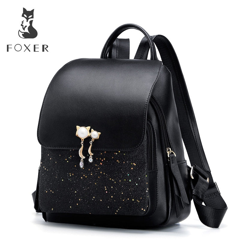 FOXER Brand Women Patchwork Zipper Large Capacity Backpack New Design Female College Bags Teenage Girls School Shoulder Bag