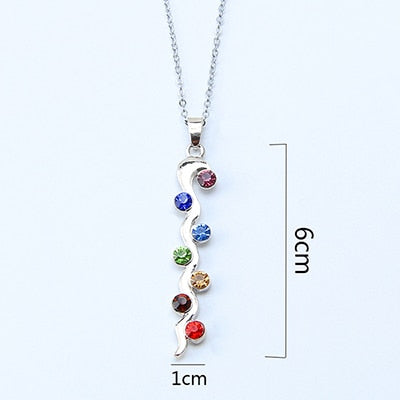 New 7 Chakra Stones Reiki Healing Crystal Rhinestone  Point Chakra Pendant Tree Of Life Pendant Angel Shape Jewelry Necklace