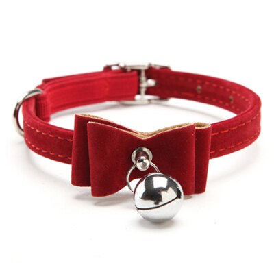 Bowtie Small Dog Cat Collar Safe Soft VelvetPet Products Dog Collar Pet Supplier with Bell for Puppy