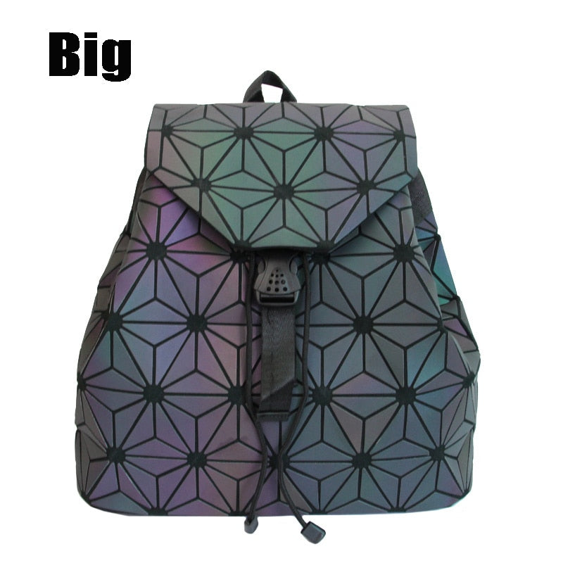 New Women Laser Luminous School Backpack Geometric Shoulder Bag Folding Student School Bags For Teenage Girl Hologram Bsac a dos