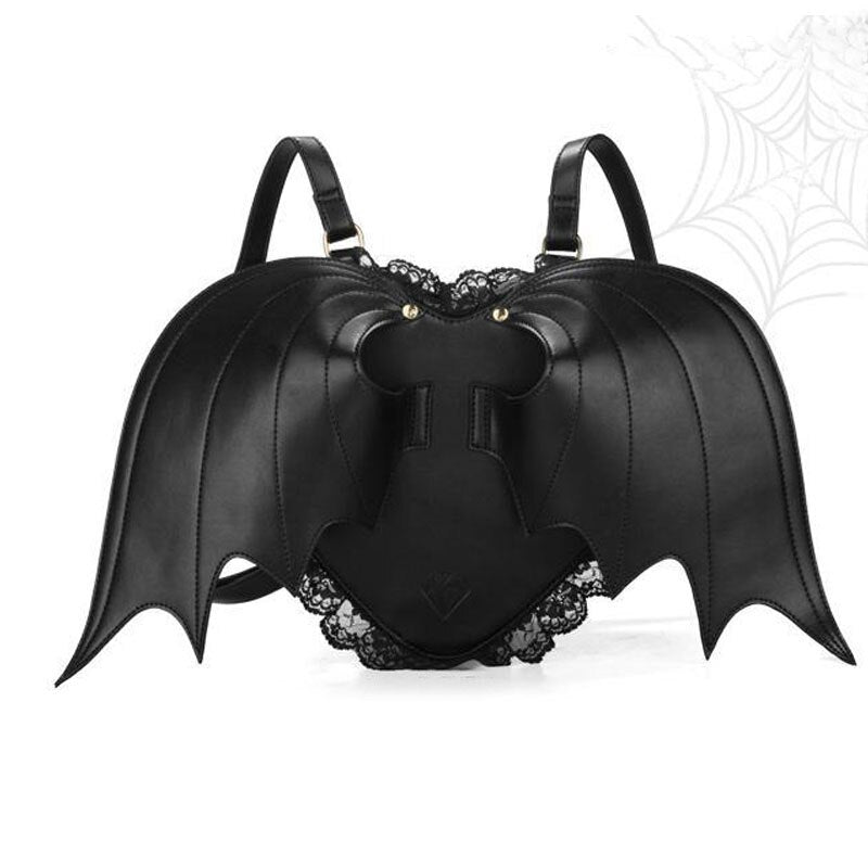 Women Backpack Bat Wing Backpack Punk Stylish Newest School Bag for Girls Bat Bag Angel Wings Backpack Cute Little Devil Package