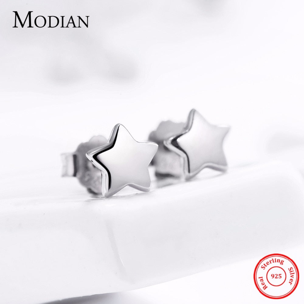 Modian New 6 Style Real 925 Sterling Silver Stars Moon Exquisite Fashion Simple Stud Earrings For Women Triangle Jewelry Brincos