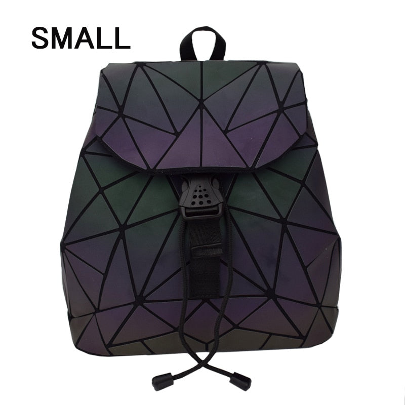 New Women Laser Luminous School Backpack Geometric Shoulder Bag Folding Student School Bags For Teenage Girl Hologram Bsac a dos