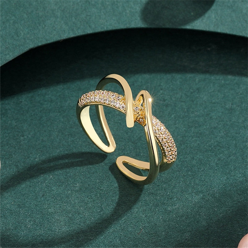 2020 Korea's New Retro Green Double-layer Ring Fashion Simple Versatile Open Ring Elegant Ladies' Jewelry