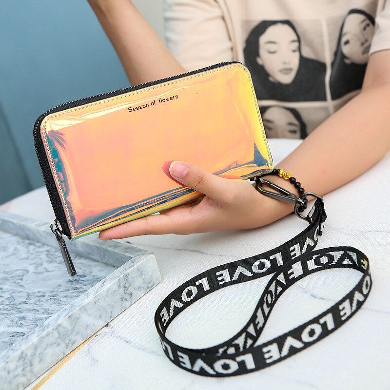 New Laser Holographic Wallet Women Long Pu leather Purse Fashion Female Clutch Large Capacity Zipper Purses Phone Purse Carteras