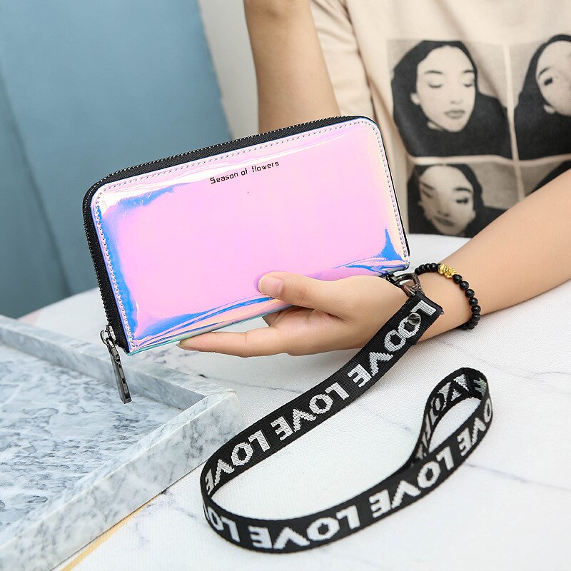 New Laser Holographic Wallet Women Long Pu leather Purse Fashion Female Clutch Large Capacity Zipper Purses Phone Purse Carteras