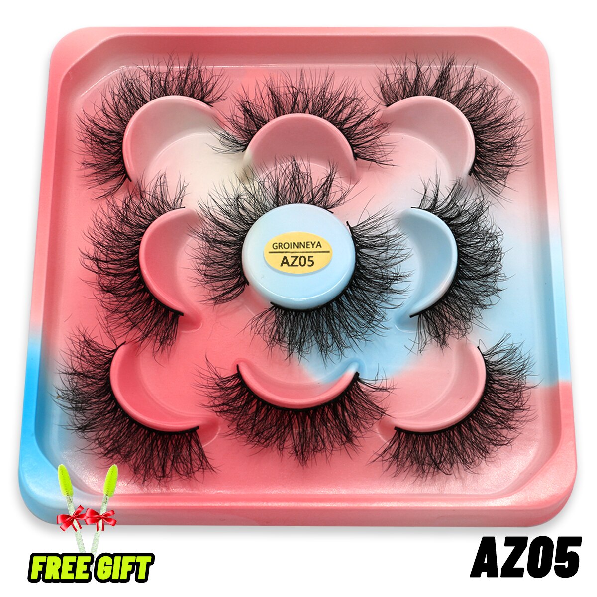 GROINNEYA Eyelashes 3D Mink Lashes Fluffy Soft Wispy Natural Cross Eyelash Extension Reusable Lashes Mink False Eyelashes Makeup