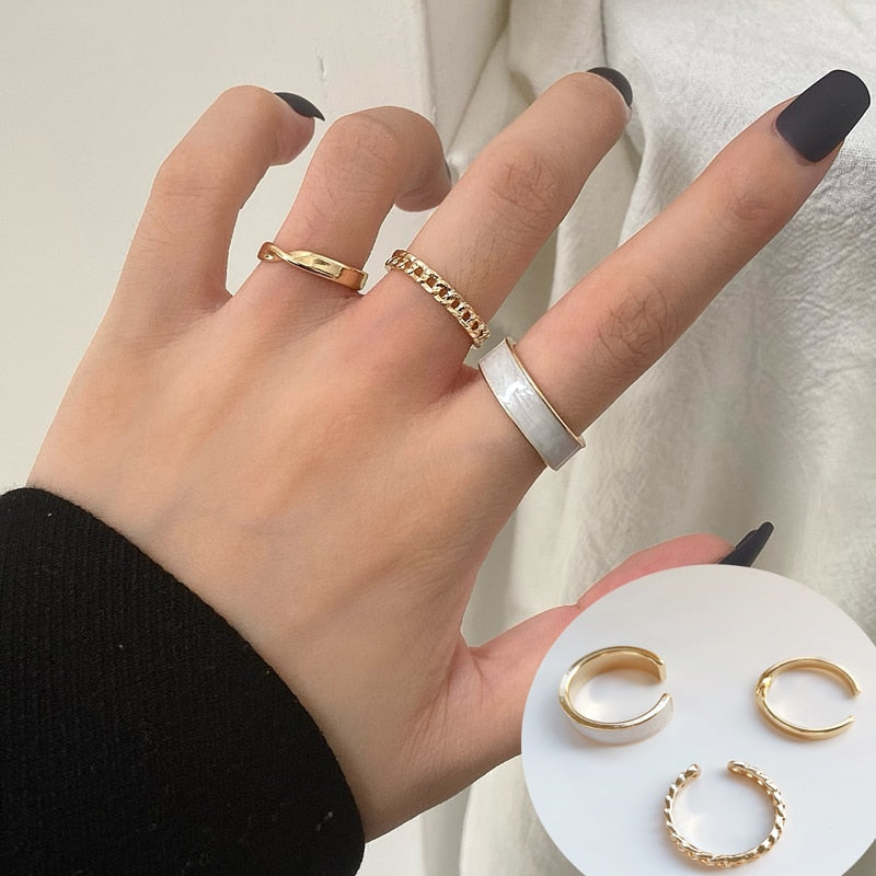 Fashion Jewelry Rings Set Hot Selling Metal Alloy Hollow Round Opening Women Finger Ring For Girl Lady Party Wedding Gifts