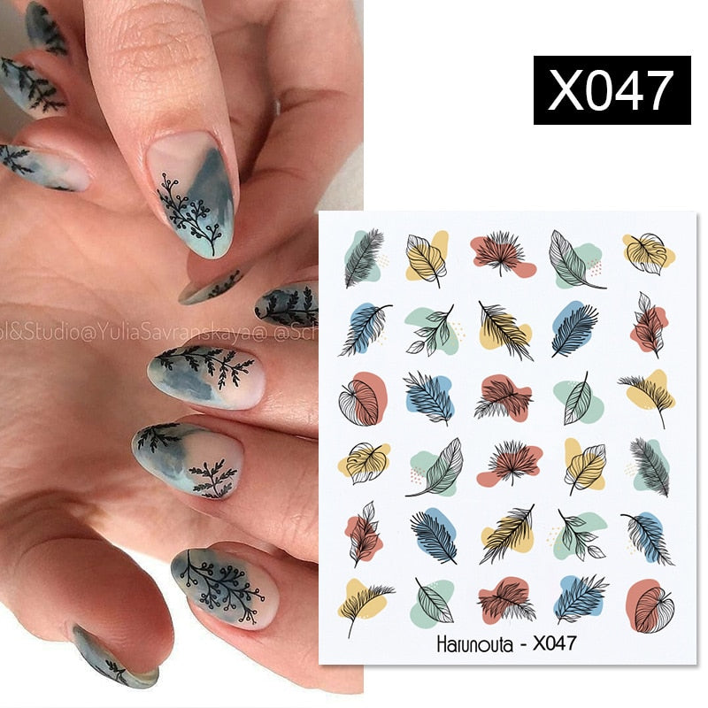 Harunouta 1 Sheet Nail Water Decals Transfer Lavender Spring Flower Leaves Nail Art Stickers Nail Art Manicure DIY