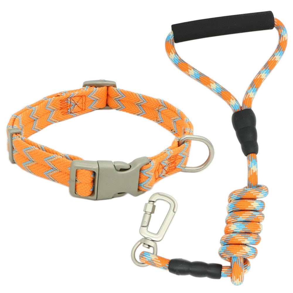 Nylon Dog Collars Leashes Adjustable Dog Rock Climbing Dogs Collar for Small Medium Large Pet Collars Leashes Set  S-XL