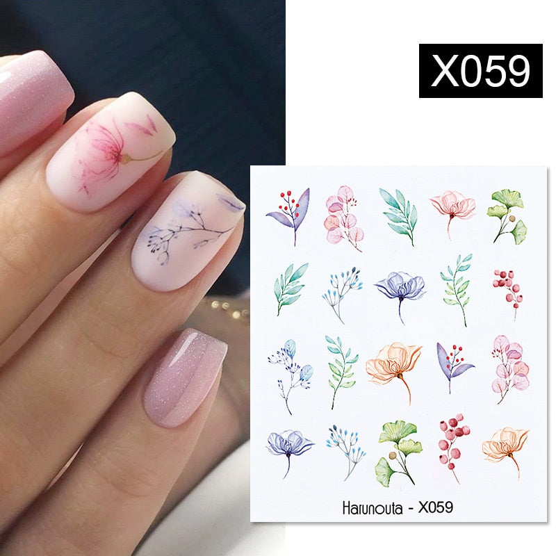 Harunouta 1 Sheet Nail Water Decals Transfer Lavender Spring Flower Leaves Nail Art Stickers Nail Art Manicure DIY