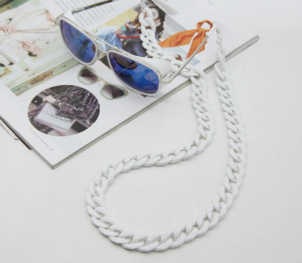 Fashion Acrylic Sunglasses Chain Women Reading Glasses Hanging Neck Chain Largands Straps Resin Glasses Chain Eyeglasses Strap