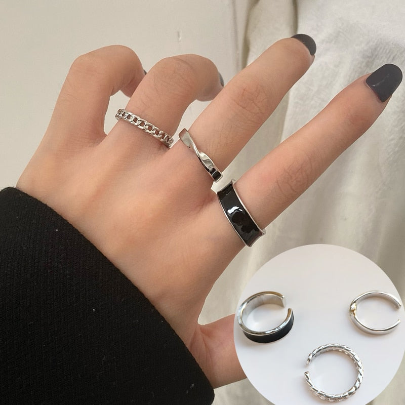 Fashion Jewelry Rings Set Hot Selling Metal Alloy Hollow Round Opening Women Finger Ring For Girl Lady Party Wedding Gifts