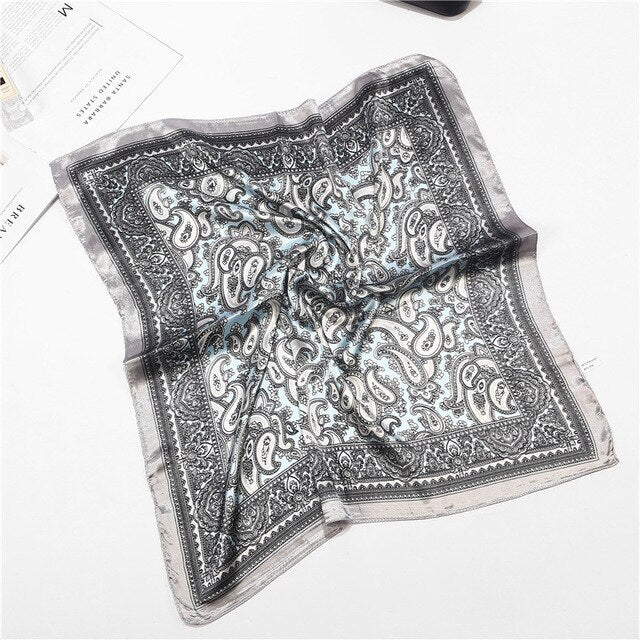 Scarf Satin Bandana Kerchief Silk Women's Luxury Brand Designer Summer Small Bag Wrap Retro Paisley Scarves Muslim Islamic