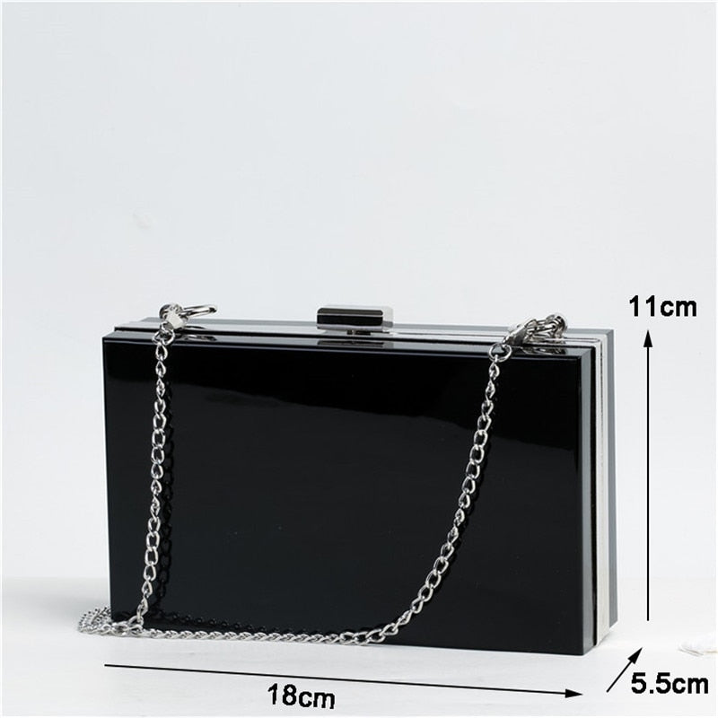 New Transparent Acrylic Bags Clear Clutches Evening Bags Wedding Party Handbags Chain Women Shoulder Bags Purses 9 Colors