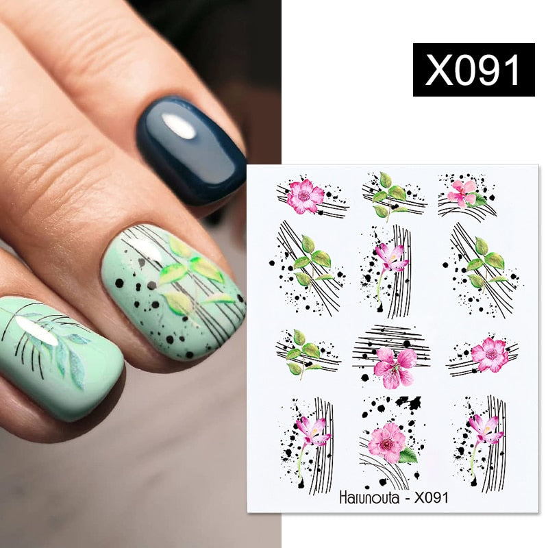 Harunouta 1 Sheet Nail Water Decals Transfer Lavender Spring Flower Leaves Nail Art Stickers Nail Art Manicure DIY