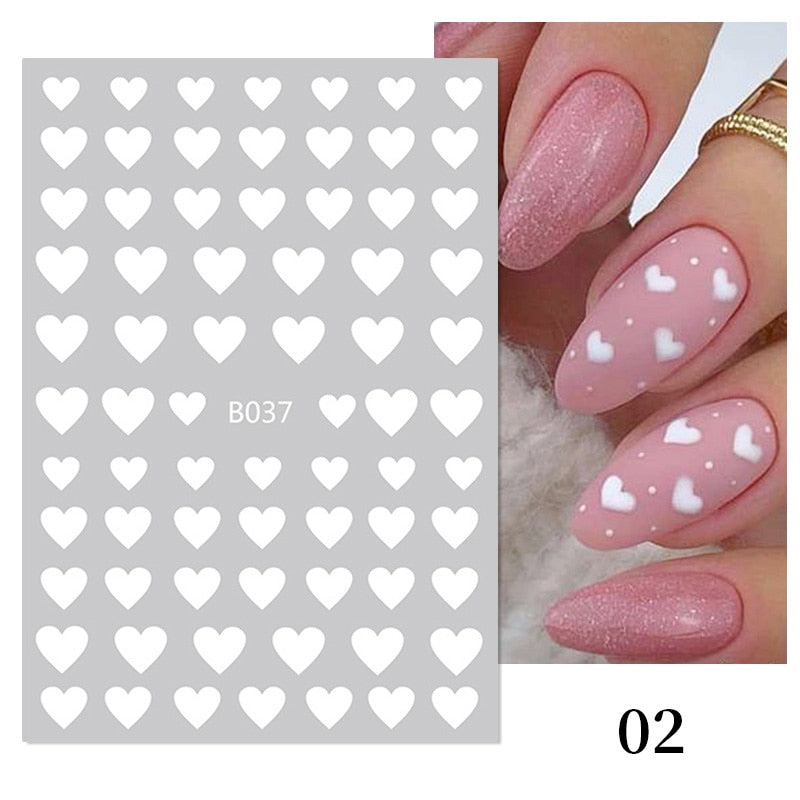 Harunouta Purple Heart Love Design 3D Nail Sticker Letters Stickers Face Pattern Trasnfer Sliders Valentine Nail Art Decoration