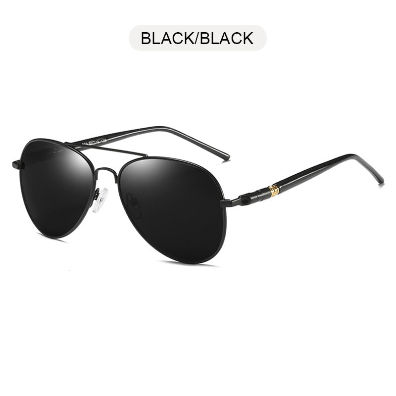 FUQIAN Fashion Pilot Men Polarized Sunglasses Oversized Metal Aviation Male Sun Glasses Classic Black Driving Shades UV400