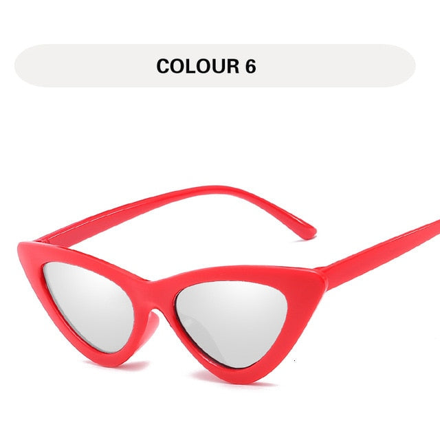 LONSY Fashion Cute Sexy Ladies Cat Eye Sunglasses Women Vintage Retro Small Triangular Cateye Glasses Female Oculos De Sol UV400