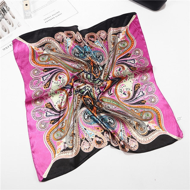 Scarf Satin Bandana Kerchief Silk Women's Luxury Brand Designer Summer Small Bag Wrap Retro Paisley Scarves Muslim Islamic