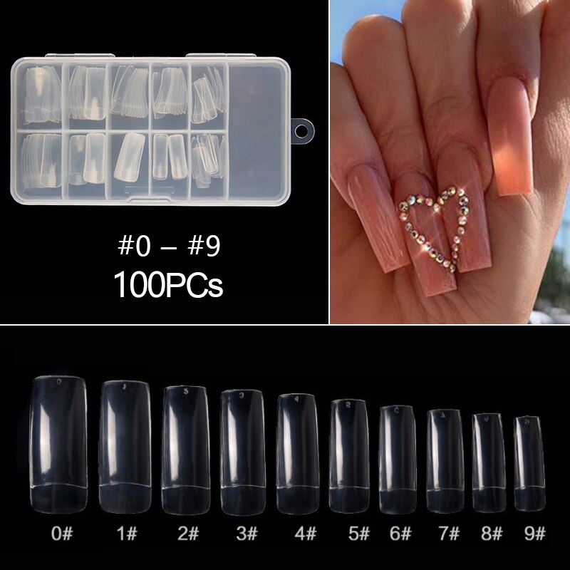 RIKONKA 100/500pcs/Bag False Ballerina Natural/Transparent Coffin Fake Nails Manicure Nails for Extension&amp;Protection Nail Art