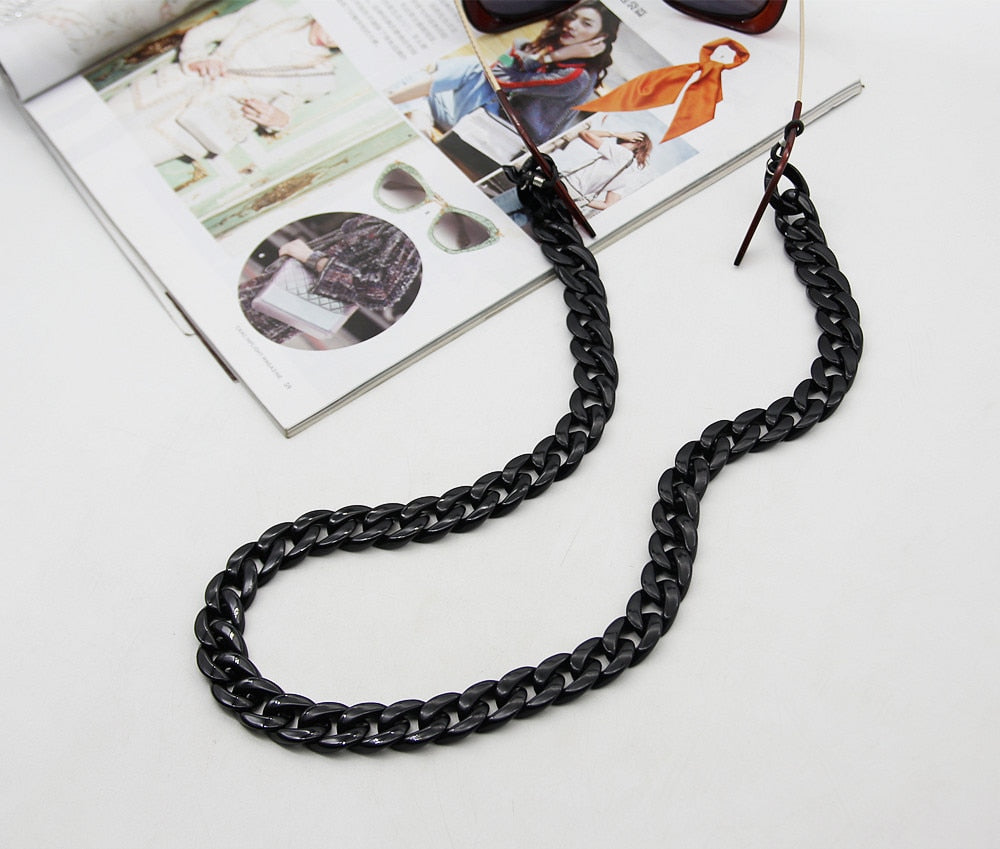 Fashion Acrylic Sunglasses Chain Women Reading Glasses Hanging Neck Chain Largands Straps Resin Glasses Chain Eyeglasses Strap