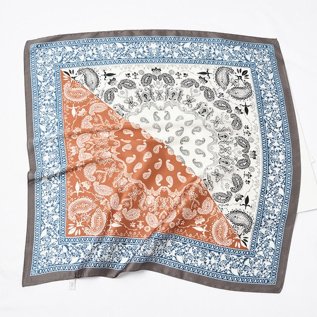 Scarf Satin Bandana Kerchief Silk Women's Luxury Brand Designer Summer Small Bag Wrap Retro Paisley Scarves Muslim Islamic