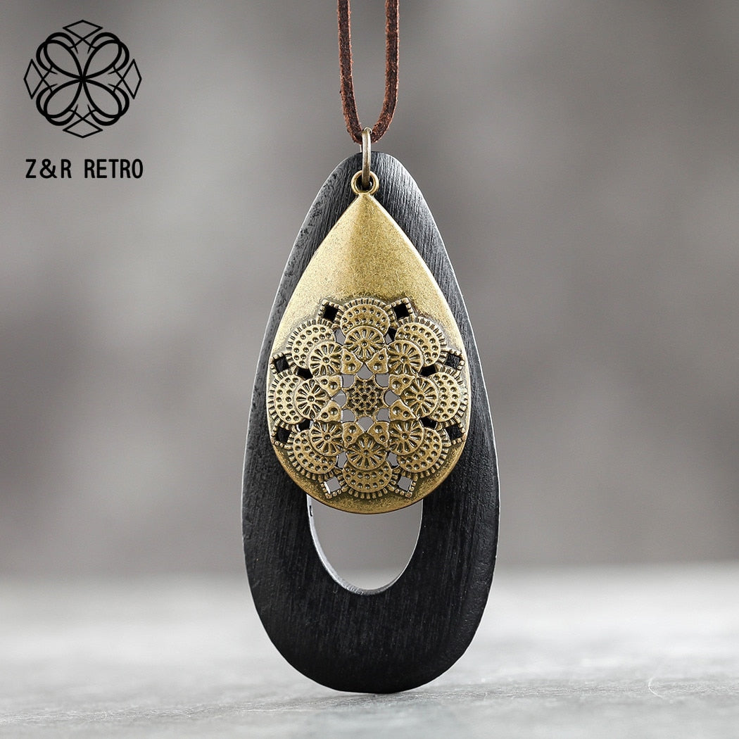 Long Chain Geometric Pendant Wooden Necklaces & Pendants Sweater New in 2023 Necklaces Handmade Fashion Jewelry Gifts For Women