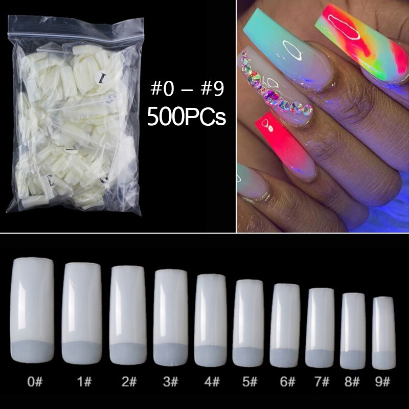 RIKONKA 100/500pcs/Bag False Ballerina Natural/Transparent Coffin Fake Nails Manicure Nails for Extension&amp;Protection Nail Art