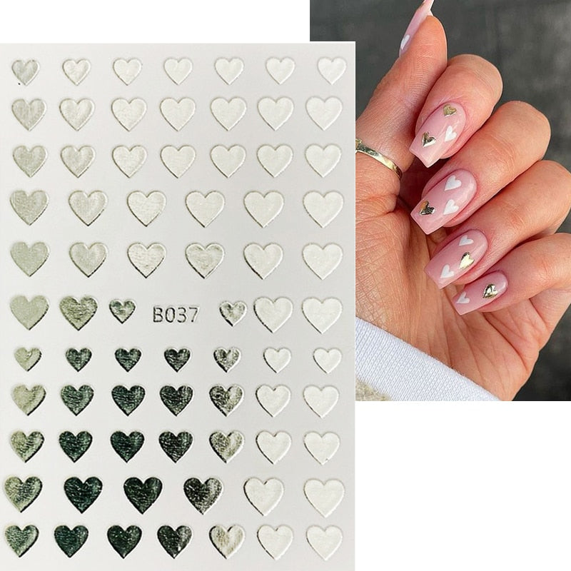 Harunouta Purple Heart Love Design 3D Nail Sticker Letters Stickers Face Pattern Trasnfer Sliders Valentine Nail Art Decoration