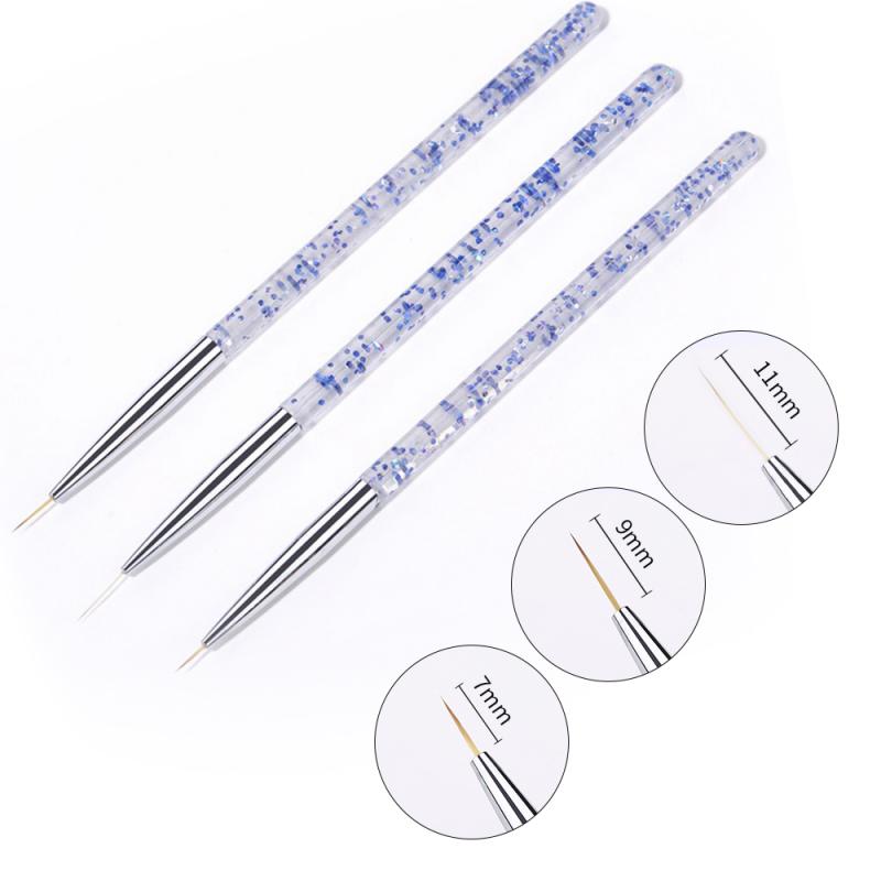 3Pcs French Stripe Nail Art Liner Brush Set Tips Ultra-thin Line Drawing Pen Dual End UV Gel Painting Brushes Manicure Tools