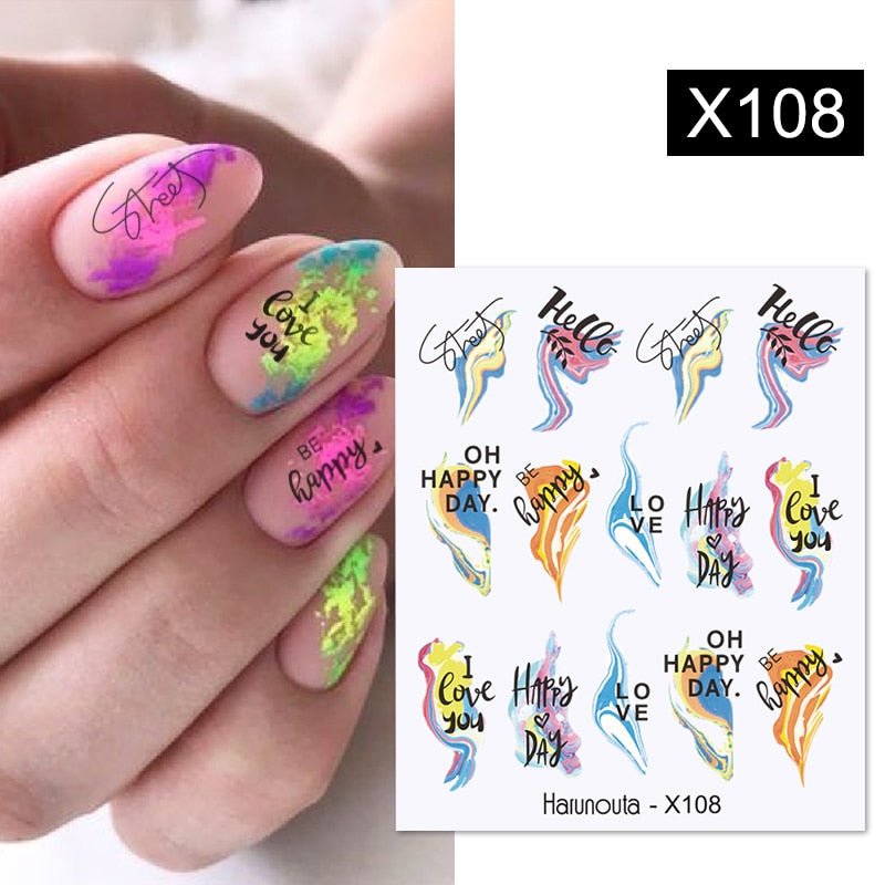 Harunouta 1 Sheet Nail Water Decals Transfer Lavender Spring Flower Leaves Nail Art Stickers Nail Art Manicure DIY