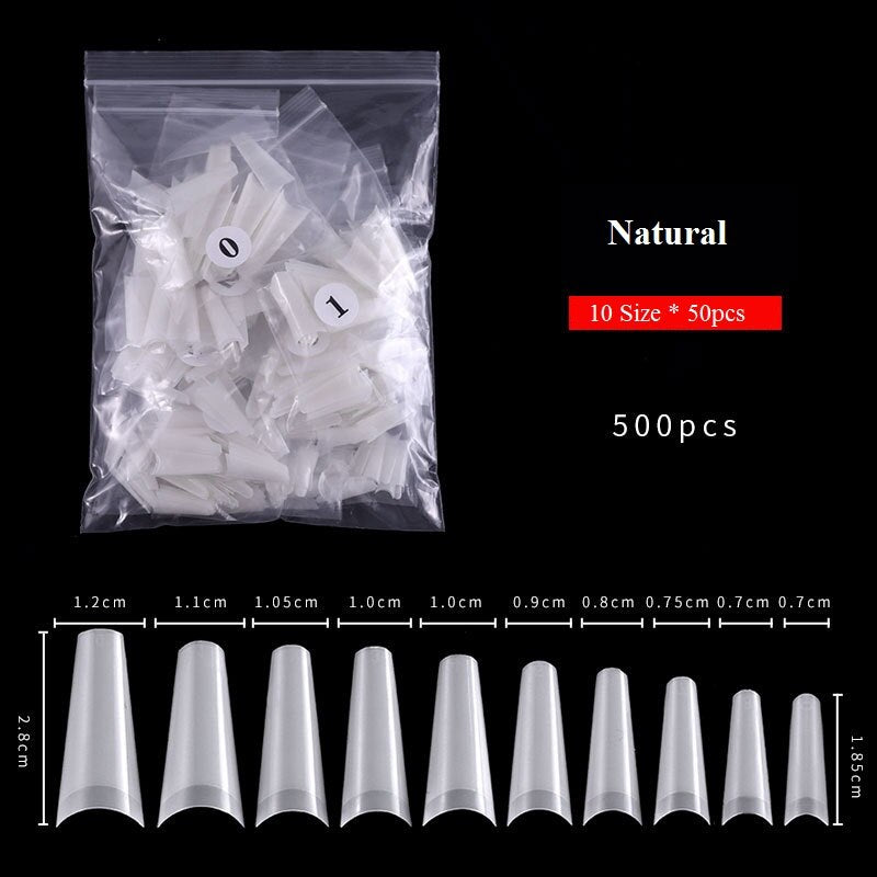 RIKONKA 100/500pcs/Bag False Ballerina Natural/Transparent Coffin Fake Nails Manicure Nails for Extension&amp;Protection Nail Art