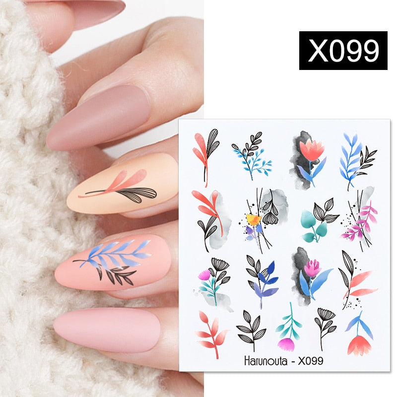 Harunouta 1 Sheet Nail Water Decals Transfer Lavender Spring Flower Leaves Nail Art Stickers Nail Art Manicure DIY