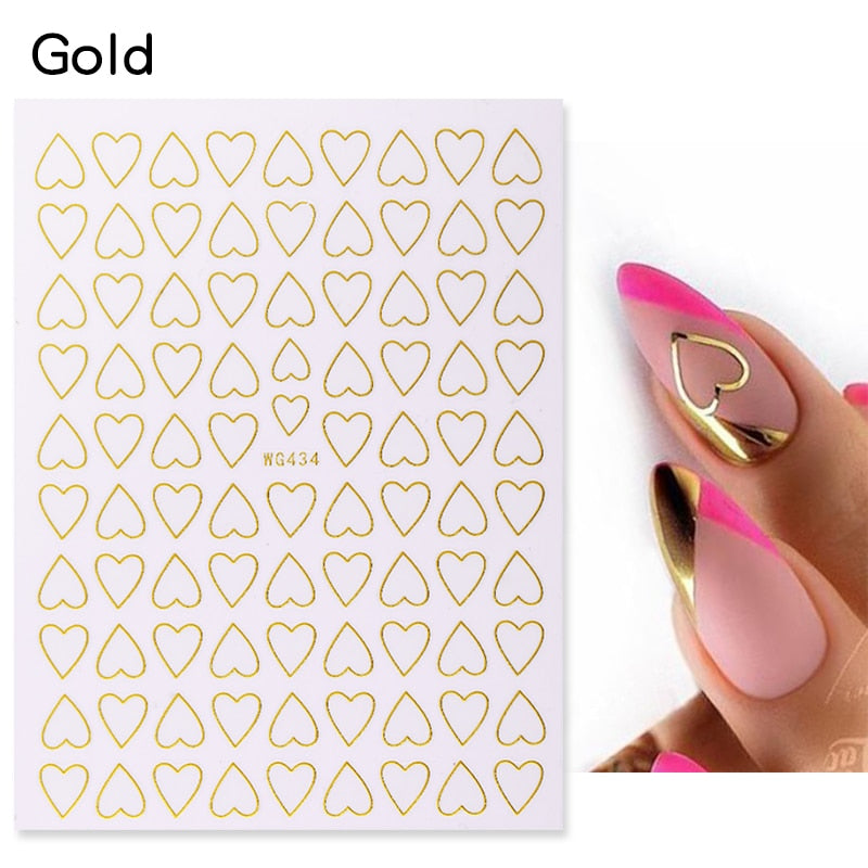 Harunouta Purple Heart Love Design 3D Nail Sticker Letters Stickers Face Pattern Trasnfer Sliders Valentine Nail Art Decoration