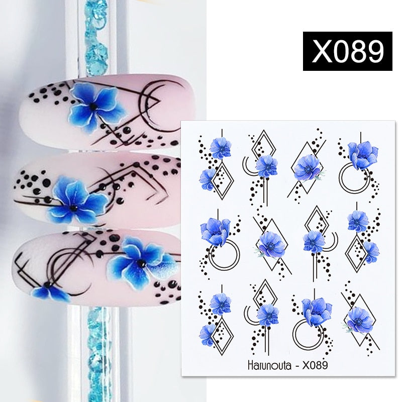 Harunouta 1 Sheet Nail Water Decals Transfer Lavender Spring Flower Leaves Nail Art Stickers Nail Art Manicure DIY