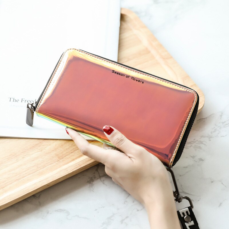 New Laser Holographic Wallet Women Long Pu leather Purse Fashion Female Clutch Large Capacity Zipper Purses Phone Purse Carteras