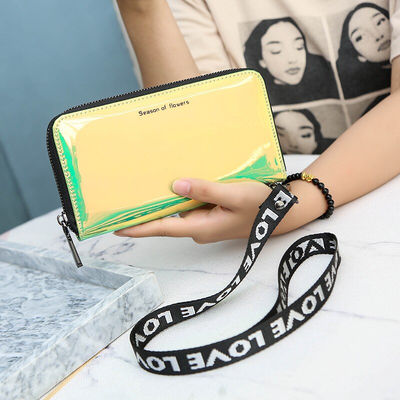 New Laser Holographic Wallet Women Long Pu leather Purse Fashion Female Clutch Large Capacity Zipper Purses Phone Purse Carteras