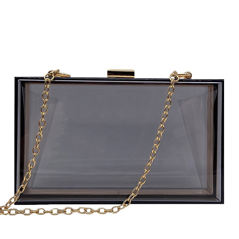 New Transparent Acrylic Bags Clear Clutches Evening Bags Wedding Party Handbags Chain Women Shoulder Bags Purses 9 Colors